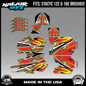 Graphics Kit for STACYC 12 EDRIVE and 16 EDRIVE BRUSHED Shred-red