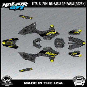 Graphics Kit for Suzuki DR-Z4S DR-Z4SM DRZ4SM 2025 2026 Snagged-YELLOW-SHIFT
