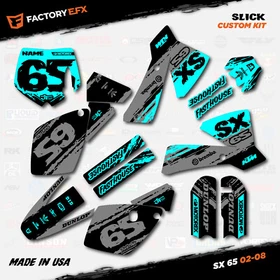Gray & Cyan Slick Racing Graphics Kit fits 02-08 KTM 65sx 65 sx Decal Sticker
