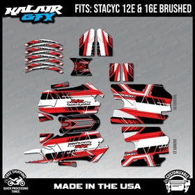 Graphics Kit for STACYC 12 EDRIVE and 16 EDRIVE BRUSHED Swift-red