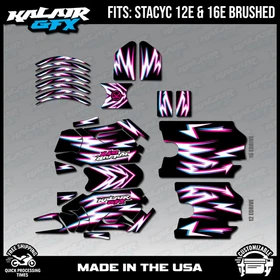 Graphics Kit for STACYC 12 EDRIVE and 16 EDRIVE BRUSHED Vizion - Cyan Magenta