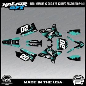 Graphics Kit for Yamaha YZ250 YZ125 (2002-2014) UFO PLASTICS Spear Series - Teal