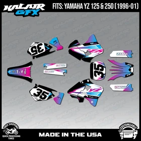 Graphics Kit for Yamaha YZ250 YZ125 (1996-2001) YZ 250 YZ 125 Dream - Cyan