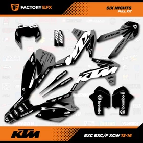 Gray & White 6 Nights Graphics Kit fits KTM 13-16 EXC EXC/F XCW 125 250 300 450