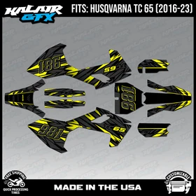 Graphics Kit for Husqvarna TC65 (2016-2023) TC 65 Twitch Series - Yellow