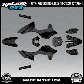 Graphics Kit for Suzuki DR-Z4S DR-Z4SM DRZ4SM 2025 2026 Whiplash-SMOKE