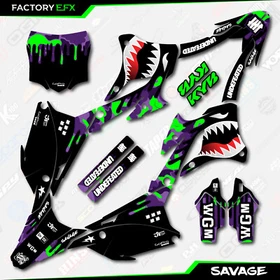 Purple Green Savage Camo Racing Graphics Kit fit 22-25 Kawasaki KX85 Kx 85 Decal