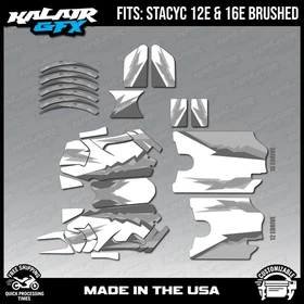 Graphics Kit for STACYC 12 EDRIVE and 16 EDRIVE BRUSHED Vintage - WHITE