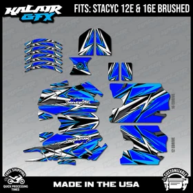 Graphics Kit for STACYC 12 EDRIVE and 16 EDRIVE BRUSHED Shred-blue