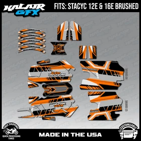 Graphics Kit for STACYC 12 EDRIVE and 16 EDRIVE BRUSHED Swift-orange