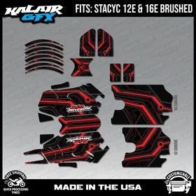 Graphics Kit for STACYC 12 EDRIVE and 16 EDRIVE BRUSHED Electron-red