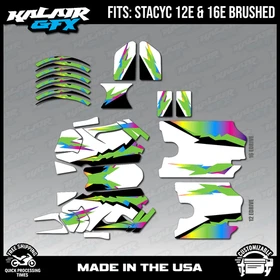 Graphics Kit for STACYC 12 EDRIVE and 16 EDRIVE BRUSHED Vintage Series - Rainbow