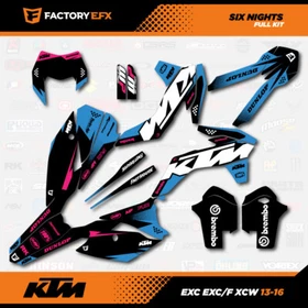 Blue & Pink 6 Nights Graphics Kit fits KTM 13-16 EXC EXC/F XCW 125 250 300 450