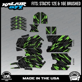 Graphics Kit for STACYC 12 EDRIVE and 16 EDRIVE BRUSHED Twitch-green