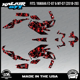 Graphics Kit for  YAMAHA FZ-07 MT-07 (2018-2020)  Digital Series - Red