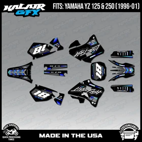 Graphics Kit for Yamaha YZ250 YZ125 (1996-2001) YZ 250 YZ 125 Rebel - BLUE