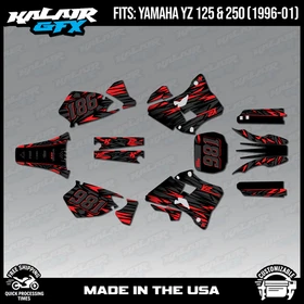 Graphics Kit for Yamaha YZ250 YZ125 (1996-2001) YZ 250 YZ 125 Twitch- Red