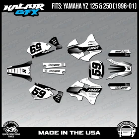 Graphics Kit for Yamaha YZ250 YZ125 (1996-2001) YZ 250 YZ 125 Swift- White