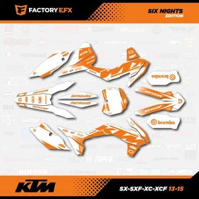 White & Orange 6 Nights Graphic Kit fits KTM 13-16 EXC EXC/F XCW 125 250 300 450