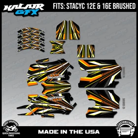 Graphics Kit for STACYC 12 EDRIVE and 16 EDRIVE BRUSHED Prime-orange