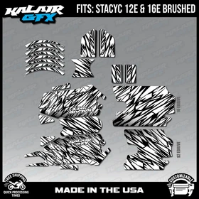 Graphics Kit for STACYC 12 EDRIVE and 16 EDRIVE BRUSHED Twitch-white