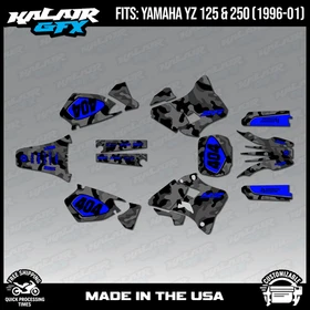 Graphics Kit for Yamaha YZ250 YZ125 YZ 250 (1996-2001) Invasion - Blue Shift