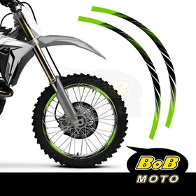 GREEN LINE Wheel Stickers Decals Dirt Bike For Kawasaki KLX 400R 03-05 04