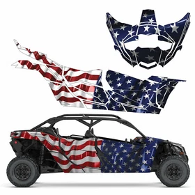 2017+ Can Am X3 Maverick MAC 4 Flag 4th Design Graphic Kit Wraps Decals Off Road