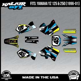 Graphics Kit for Yamaha YZ250 YZ125 (1996-2001) YZ 250 YZ 125 Division - Cyan