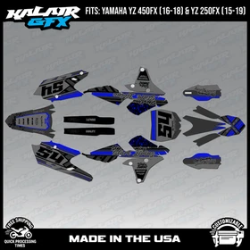 Graphics Kit for Yamaha YZ450FX (2016-2018) and YZ250FX (2015-19) Split-Blue Shf