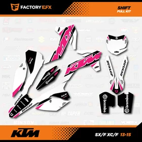 White & Pink Shift Graphics Kit fits KTM 13-15 SX SXF XC XCF 125 250 300 450