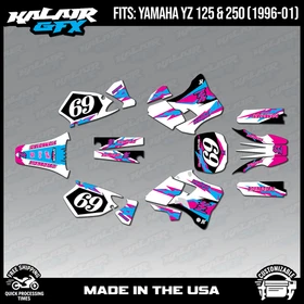 Graphics Kit for Yamaha YZ250 YZ125 YZ 250 (1996-2001) Vintage - MAGENTA