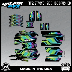 Graphics Kit for STACYC 12 EDRIVE and 16 EDRIVE BRUSHED Klutch Series - Rainbow