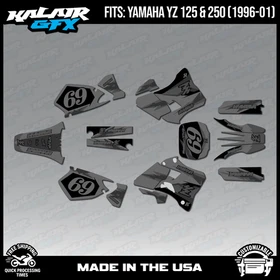 Graphics Kit for Yamaha YZ250 YZ125 YZ 250 (1996-2001) Vintage - SMOKE