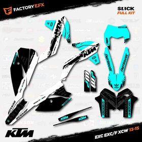 White & Cyan Slick Graphics Kit fits KTM 13-16 EXC EXC/F XCW 125 250 300 450