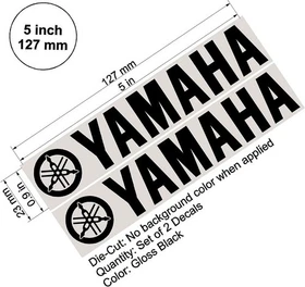 Yamaha R1 R6 R3 MT07 MT09 Set Black Tuning Fork Logo Decal Vinyl Sticker Fairing