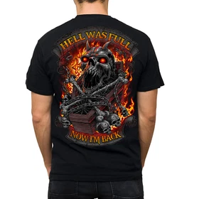 Lethal Threat Hell was Full Fire Flames Skull Bones Coffin Mens Biker T Shirt