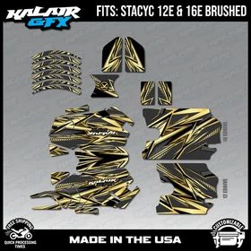 Graphics Kit for STACYC 12 EDRIVE and 16 EDRIVE BRUSHED Shred Series - Gold