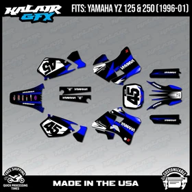 Graphics Kit for Yamaha YZ250 YZ125 (1996-2001) YZ 250 YZ 125 Division - Blue