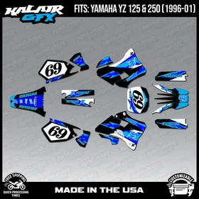 Graphics Kit for Yamaha YZ250 YZ125 YZ 250 (1996-2001) Vintage - BLUE-SHIFT