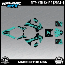 Graphics Kit for KTM Electric Mini SXE2 (2024+) Bash Series - Teal Shift