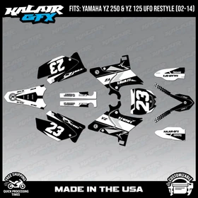 Graphics Kit for Yamaha YZ250 YZ125 (2002-2014) UFO PLASTICS Evader - White