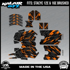 Graphics Kit for STACYC 12 EDRIVE and 16 EDRIVE BRUSHED Twitch-orange