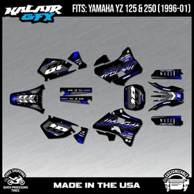 Graphics Kit for Yamaha YZ250 YZ125 (1996-2001) YZ 250 YZ 125 Rebel - BLUE-SHIFT