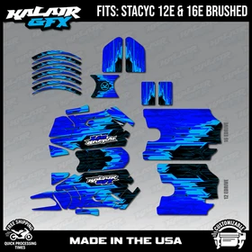 Graphics Kit for STACYC 12 EDRIVE and 16 EDRIVE BRUSHED Fracture-blue