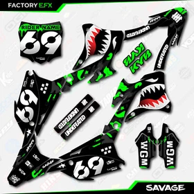 Black Green Savage Camo Racing Graphics Kit fits 22-25 Kawasaki KX85 Kx 85 Decal