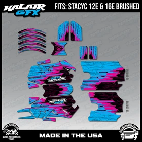 Graphics Kit for STACYC 12 EDRIVE and 16 EDRIVE BRUSHED Fracture - Cyan Magenta