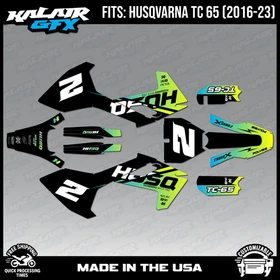 Graphics Kit for Husqvarna TC65 (2016-2023) TC 65 Splinter Series - Lime