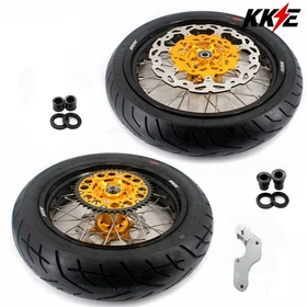 KKE 17" Supermoto Wheels Tires for Suzuki DRZ400S 00-2025 DRZ400E 2007 Black Rim