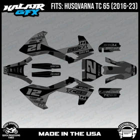 Graphics Kit for Husqvarna TC65 (2016-2023) TC 65 Splash Series - Smoke